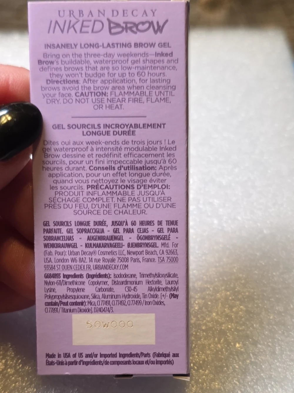 Urban Decay Inked Brow Waterproof Brow Gel - Lilac Packaging